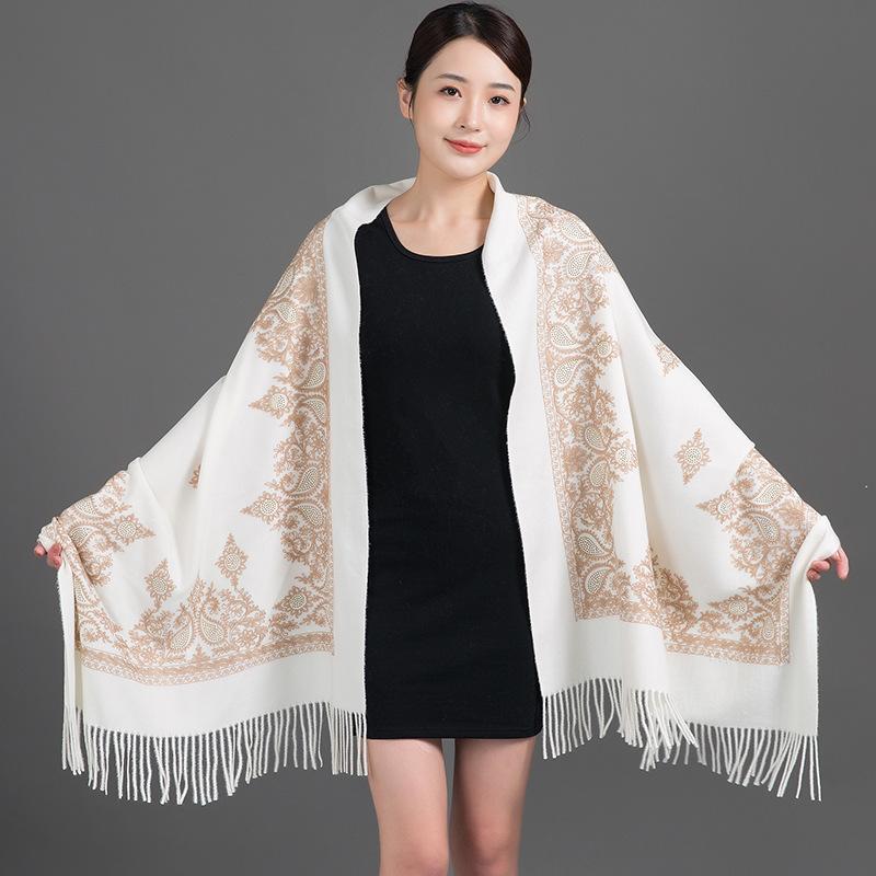 Winter New Arrival Shawl Women Cashmere Scarves Embroider Flower Tassel Shawl Long Soft Warm Wraps Thick Blanket Scarf Bufanda