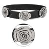 Decorative Rose Pattern Wide Belt Adjustable Waist Strap For Women Soft PU Leather Retro Design Daily Suit Dresses