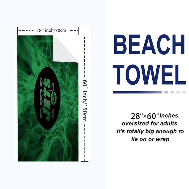 New york jets Logo Print Beach Towel, Large Soft Quick Dry Towel for Beach Camping Swimming
