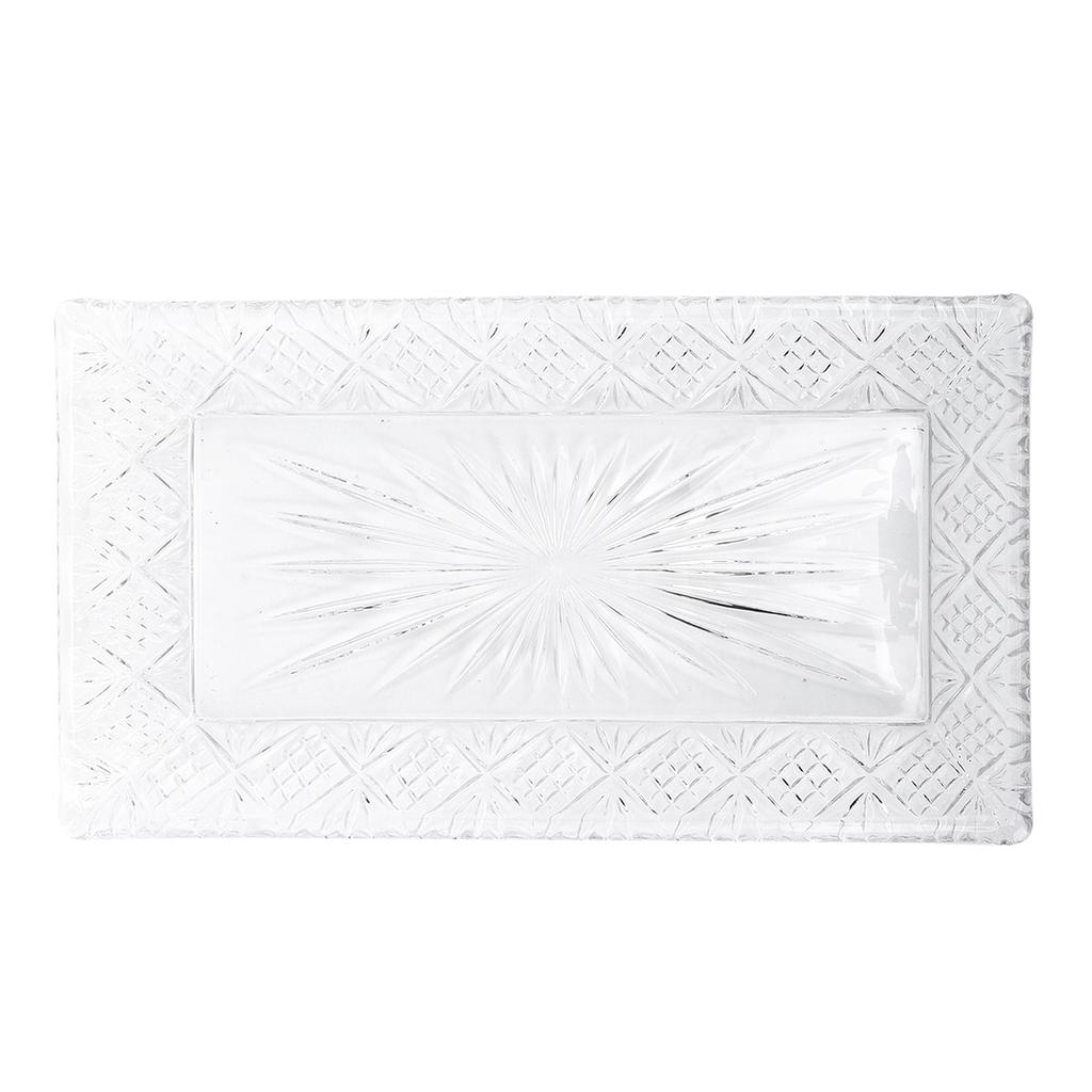 Serving Tray Rectangle Glass Platter Elegant Ample Capacity Stable Pattern Serving Dish for Dinner P
