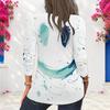 Women Plus Size White Abstract Printed Round Neck Long Sleeve Pullover Sweatshirt