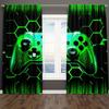 Game Controller - 3D Game Controller Design   Black and Fluorescent Green Hexagonal Printed Curtains   Home Decoration