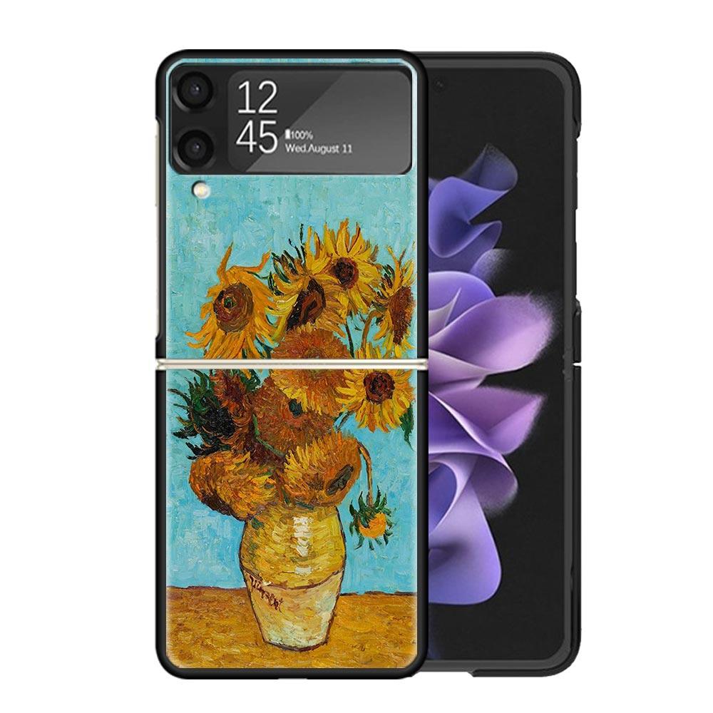 Funda de Teléfono Transparente con Pintura al Óleo de Van Gogh para Samsung Z Flip 7 6 5 4 3 Galaxy ZFlip7 ZFlip6 ZFlip5 ZFlip4 ZFlip3 5G Funda con Estampado
