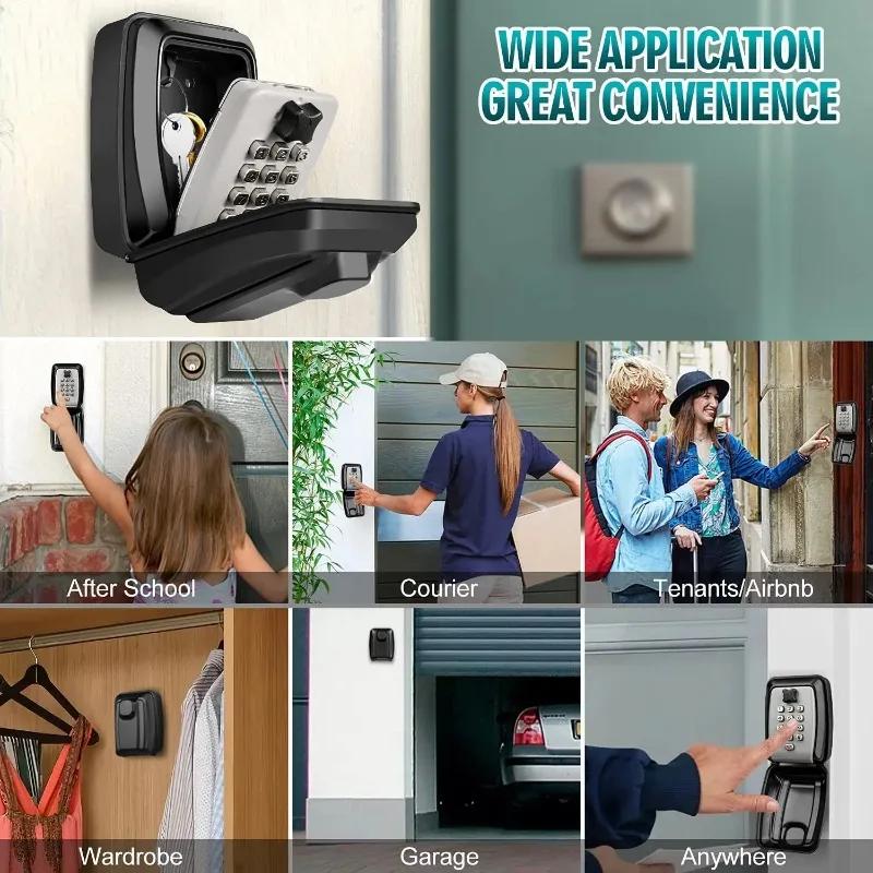 Passwort Schlüssel Schlosskasten Wasserdicht Wandmontiertes Schloss 12-stellige Kombination Zurücksetzbar Große Kapazität Haus Büro Sicherheits Schlosskasten