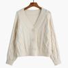 Solid V-Neck Sweater Women Knitted Cardigan Slouchy Spring and Autumn 2026 New Small Loose Short Cardigan Sweater Female Coat