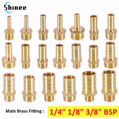 Brass Pipe Fitting 6/8/10/12/14/16mm Hose Barb Tail 1/8" 3/8" 1/4" BSP Male Connector Joint Copper Coupler Adapter