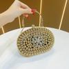 Elegant Evening Clutch Bag With Rhinestones And Chain For Formal Events