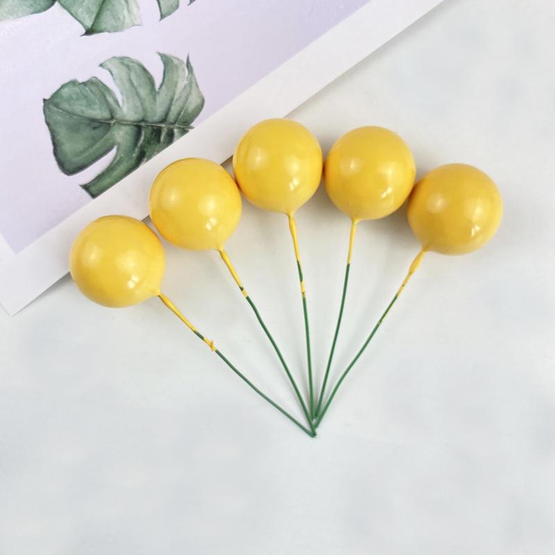 Sada zlatých kuličkových dekorací na dort - 10 kusů: Pěnová koule Narozeninová pekařská zapichovátka a doplňky na dezertní stůl