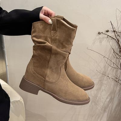 Fashion New Style Fashion Women's Boots Retro Suede Middle Cylinder Ankle Boots Comfortable Rubber Sole Soft Sole Snow Boot Plus Size 45