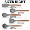 Silicone Kitchen Cooking Utensils Set, 5 Pcs Non-Stick Heat Resistant Wooden Handle (Grey, 5)