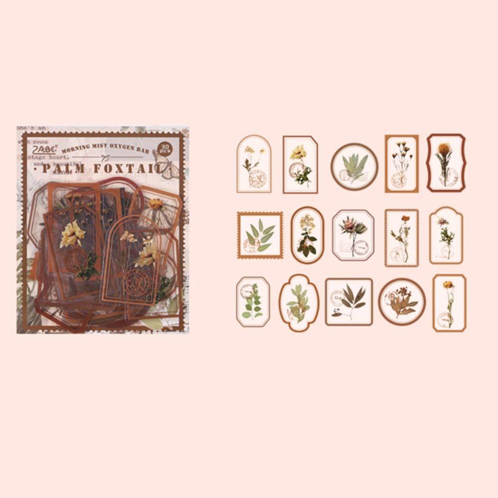 

30 Pcs/Bag Colorful Flower Plant Sticker Bag DIY Scrapbooking Sticker Collage style 6