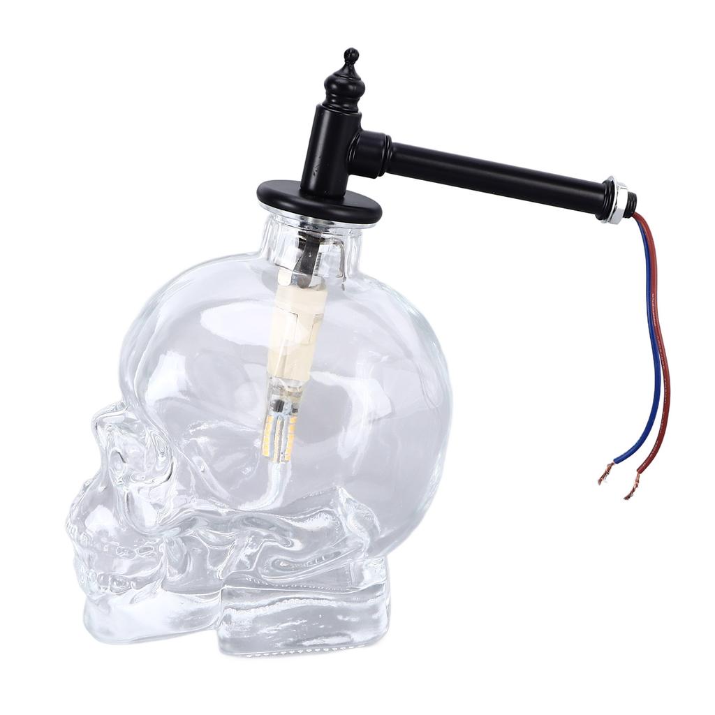 Vintage Wall Lamp Iron Glass Skull Shape Industrial Wall Mounted Light with G9 Bulb for Bedroom Corridor 110‑220V