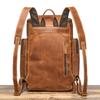 Mochila de Couro Crazy Horse Vintage Bolsa de Viagem de Couro para Exterior Grande Capacidade Mochila de Couro de Vaca para Homens