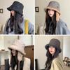 1Pc Velvet Windproof Ear Protection Warm Bucket Hat Versatile Fisherman Hat Lamb's Wool Strap