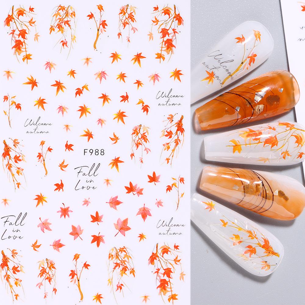 

Осенние наклейки для ногтей Кленовый лист - Цветочный и лиственный самоклеящийся дизайн