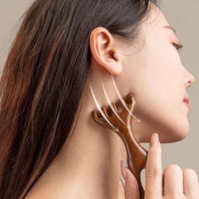 Antler Head Massage Meridian Comb Health Care Head Therapy Tool Natural Resin Scalp Lymph Node Gua Sha Unblocking Magic Weapon