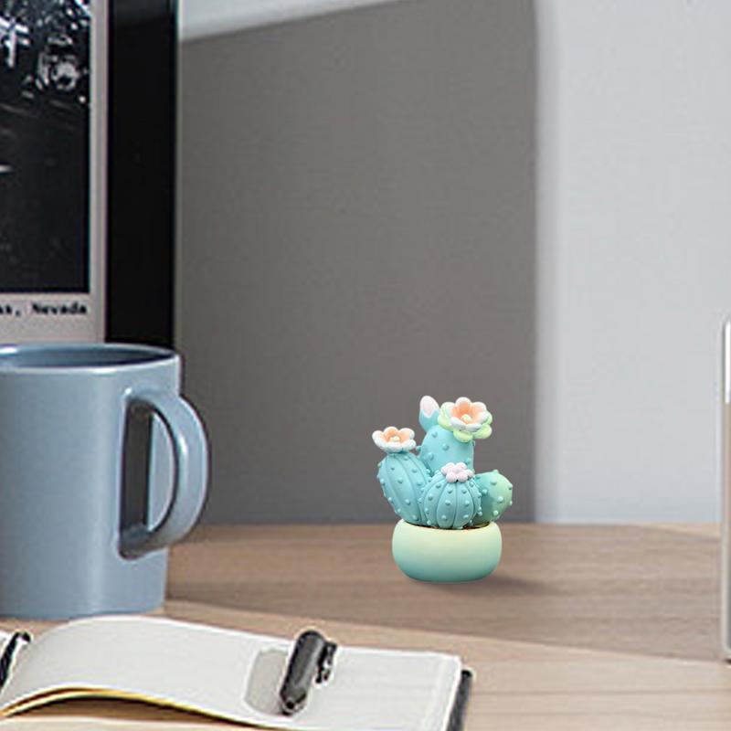 Cactus Figurines Decor Resin Cactus Dashboard Figurines Delicate Flowers Car Interior Figure For Center Console Under The Front