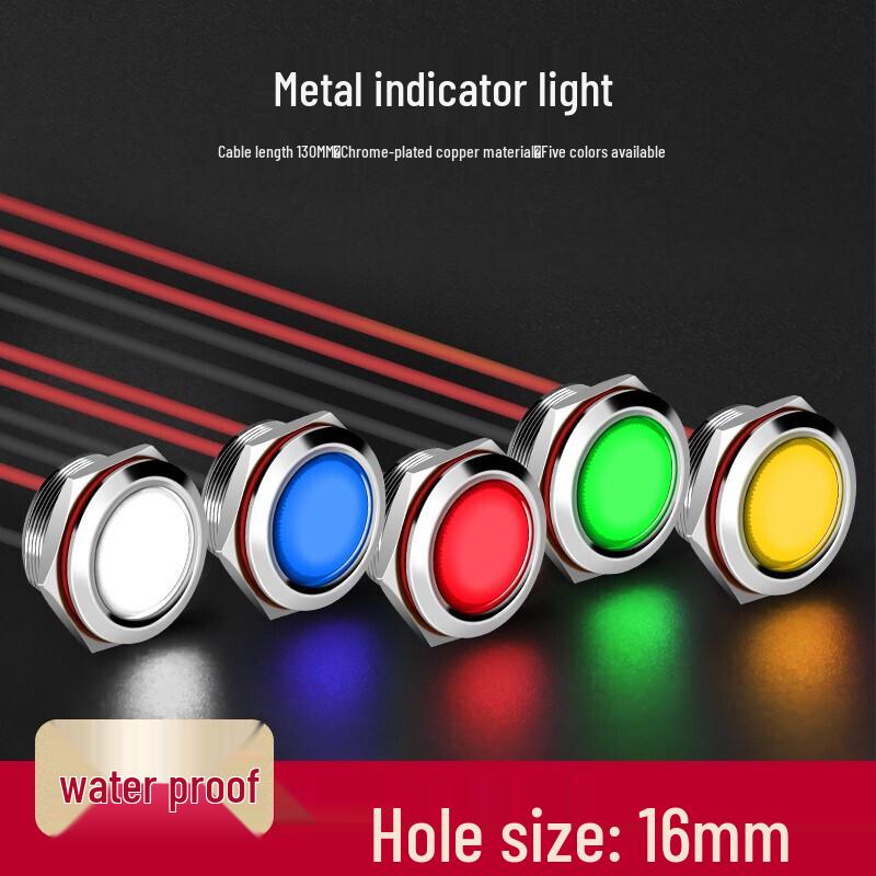 HUNJUN 16mm LED Waterproof Metal Indicator Light
