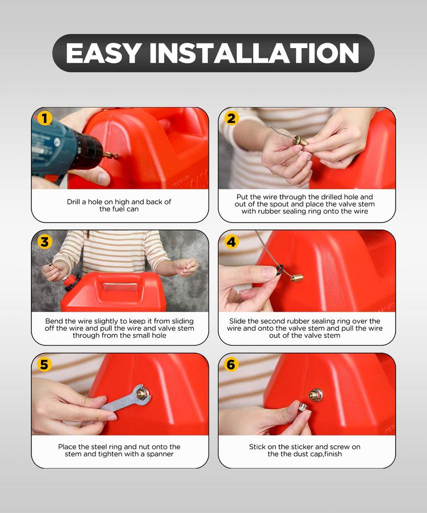 YAKEFLY Fuel Gas Tank Vent Cap Leak Proof Gas Jug Vent Cap Flow Reinforced