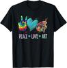 Peace Love Art Painting Palette Art Teacher T-Shirt Custom Printed S Customizable Kawayi Funny
