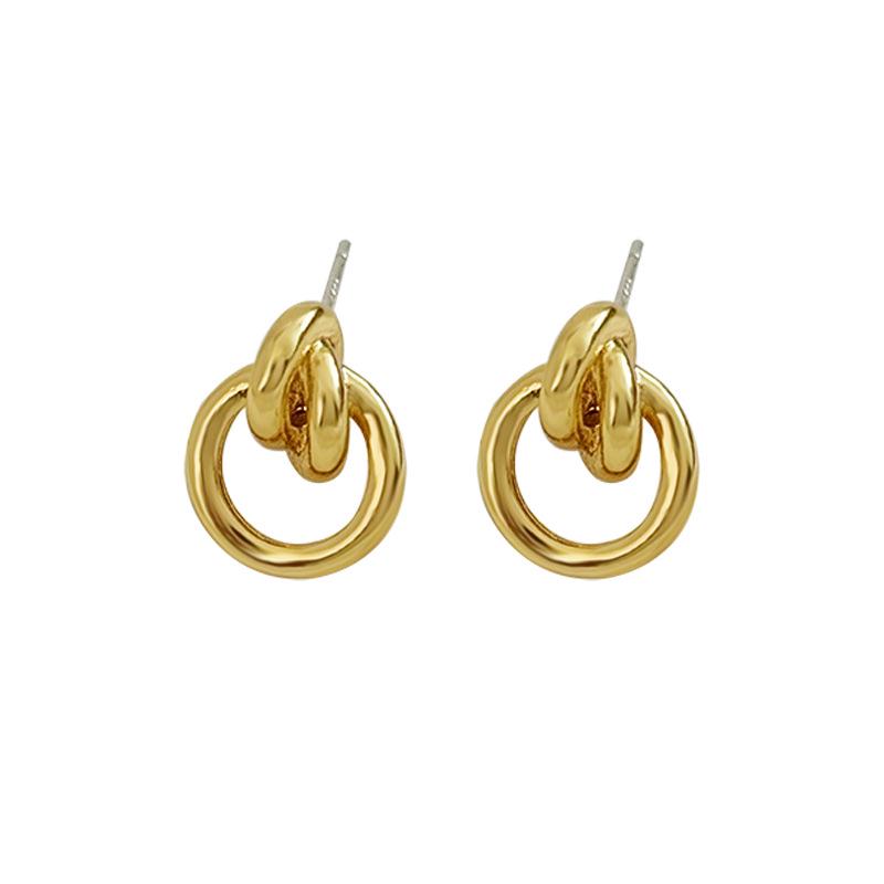 Geometric Twisted Circle Stud Earrings – Versatile Retro Elegant Women's Jewelry