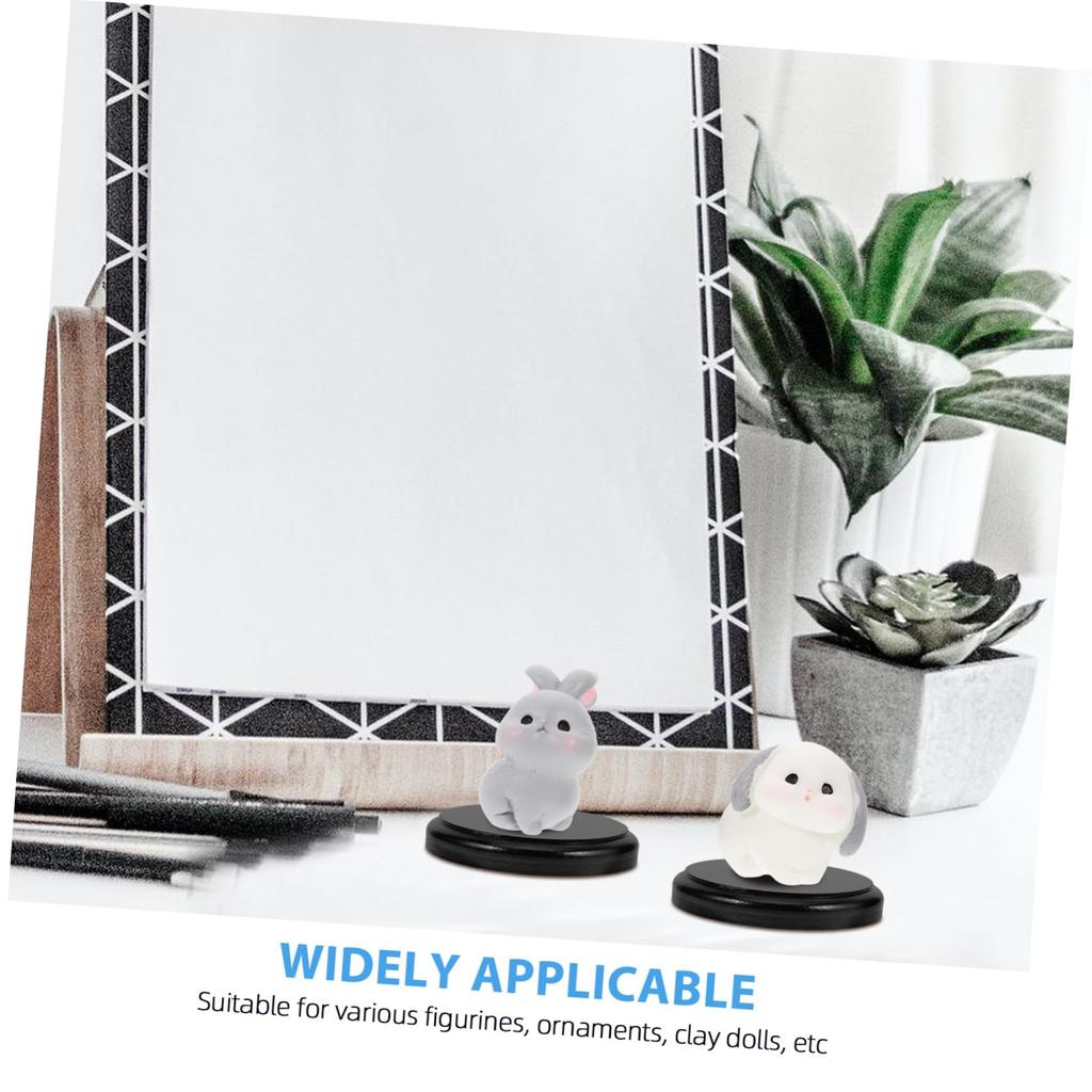 NUOBESTY Wooden Display Set of Round Inch Black Smooth for Miniature Figures and DIY 80g Stands, 3, Base, 3.15 Diameter, Finish, Crafts, Approx.