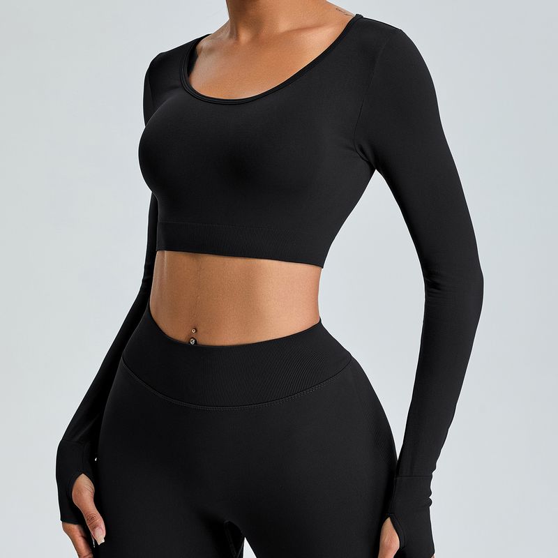 Fall and Winter New Arrival Seamless Long Sleeve Yoga Wear Women's Sports T-Shirt Tops Breathable Quick-Drying Tight Workout Clothes