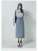 2023 New Women's High Waist A-Line Denim Skirt - Mid-Length, Retro Korean Winter Style