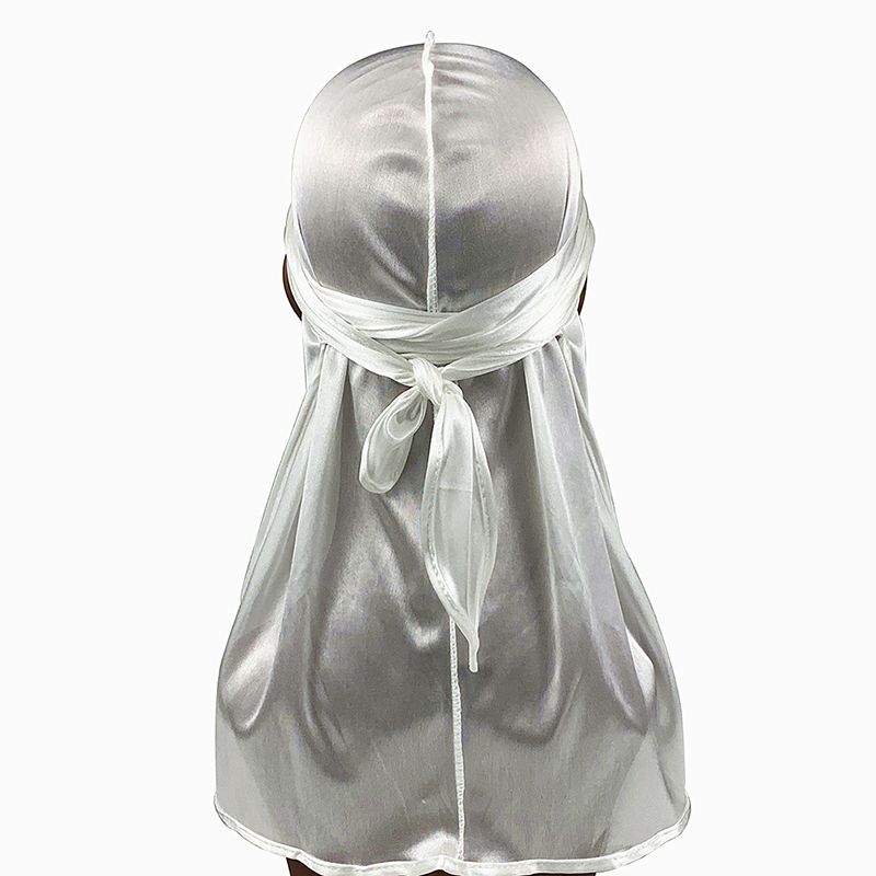 

Women Unisex Men Bandana Doo Durag Headwear Soft Imitated Silk Pirate Wrap Cap білий