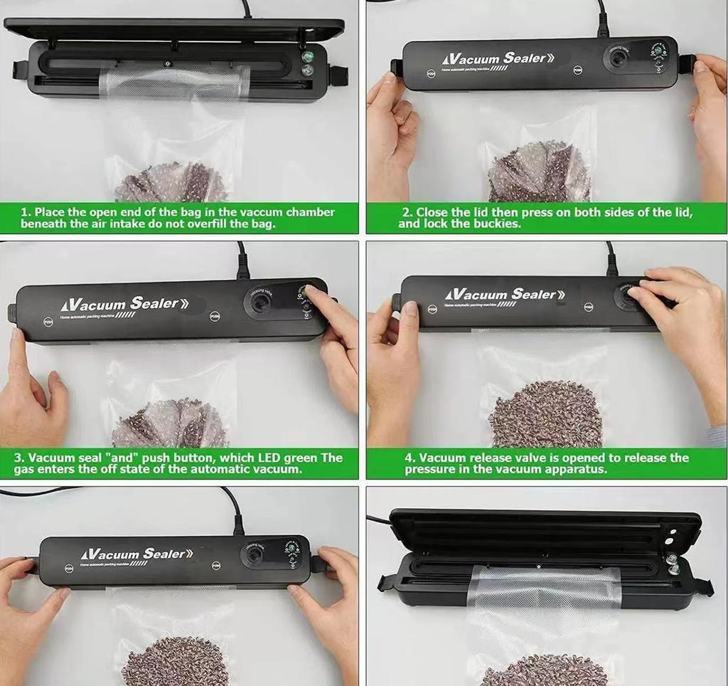 Automatic Vacuum Sealer Machine Food Vacuum Sealer For Food Saver Air Sealing System For Food Storage Dry  With 10pcs Seal Bags