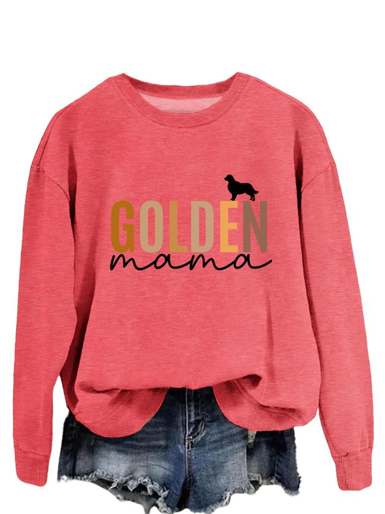 GOLDEN Mama European & American Women's Long-Sleeve T-shirt Pullover Sweatshirt for Spring & Autumn