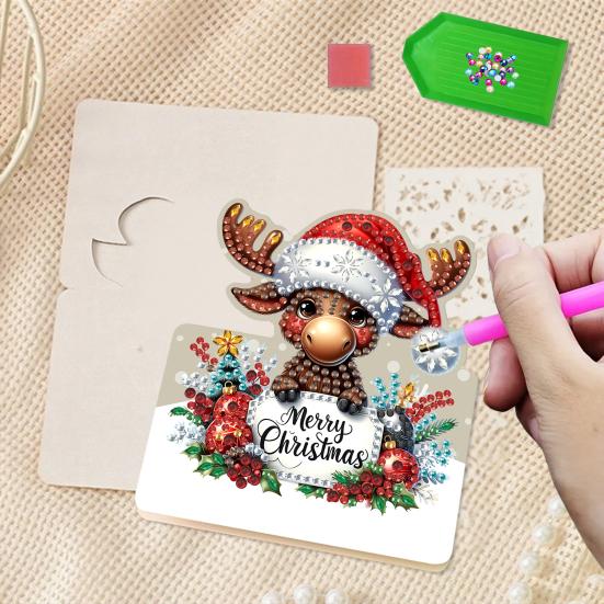 6 Pcs DIY Rhinestone Painting Birthday Gnome Greeting Card Kit 5D Rhinestone Art Birthday Cards for Adults Kids Anniversary Holiday Gifts