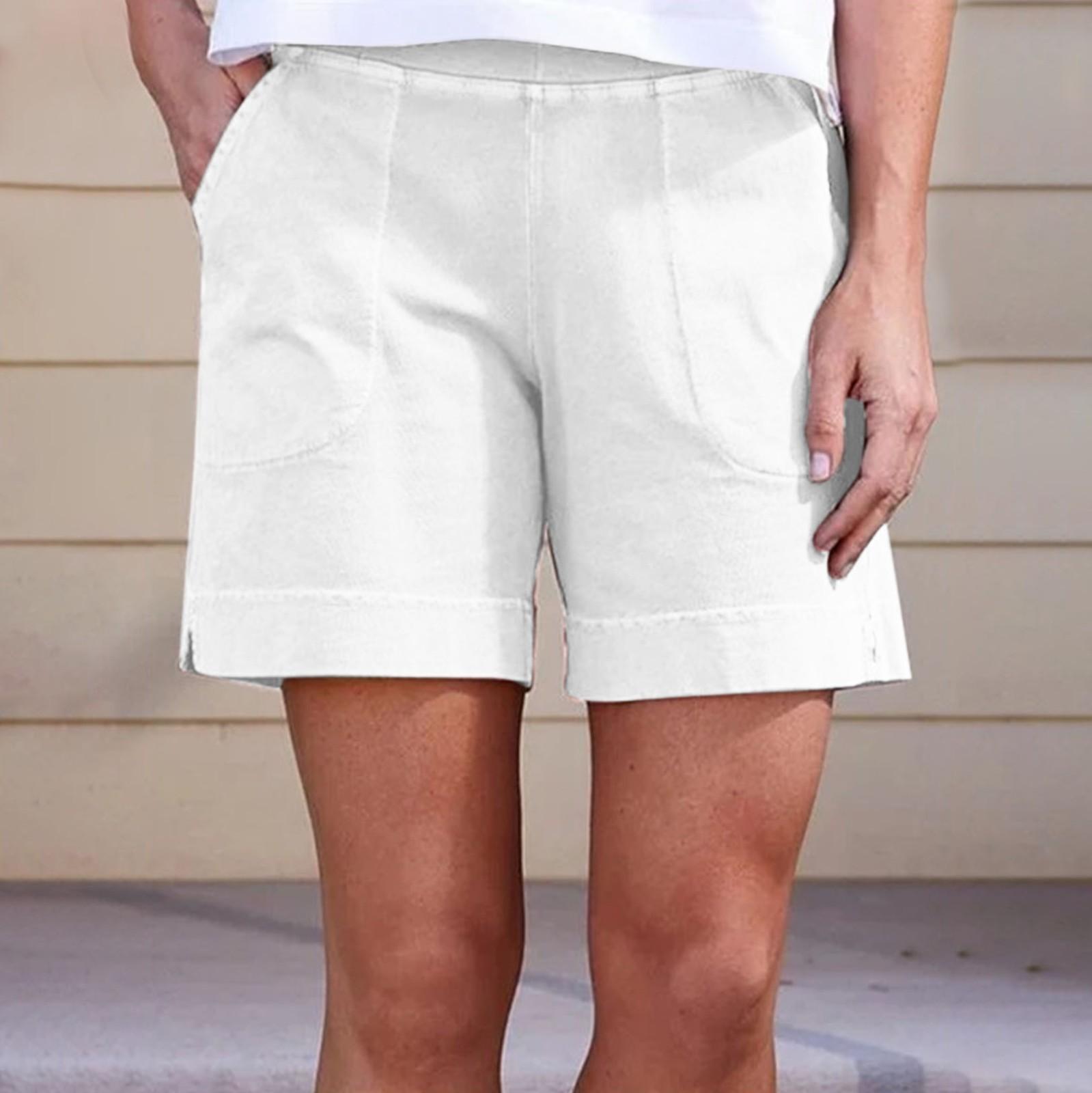 

Women s Stretch Shorts Regular Fit Hiking Shorts With Pockets Summer Casual Shorts L белый