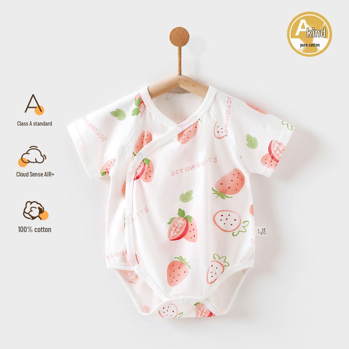 Newborn Summer Cotton Short-Sleeve Romper Size 52 земляничный