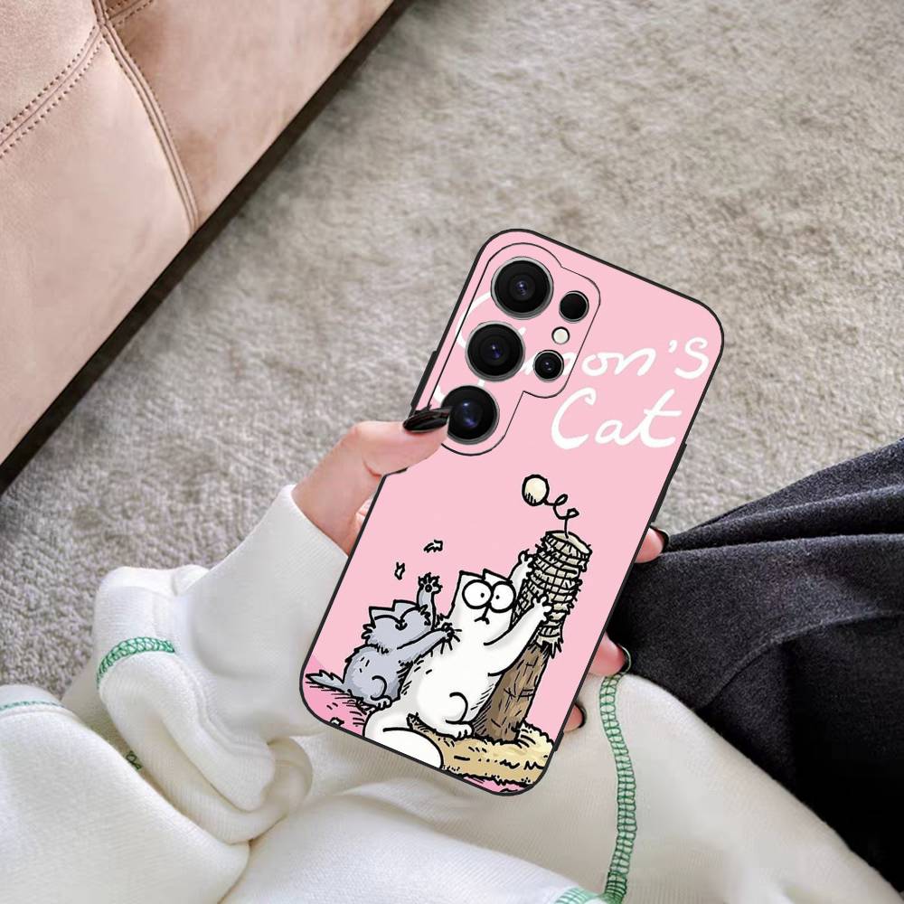 Cute S-Simons Cat Phone Case For Samsung S 24 Fe 25 Ultra Plus 20 Lite 21 30 22 23 24 22 Ultra 5G Fundas