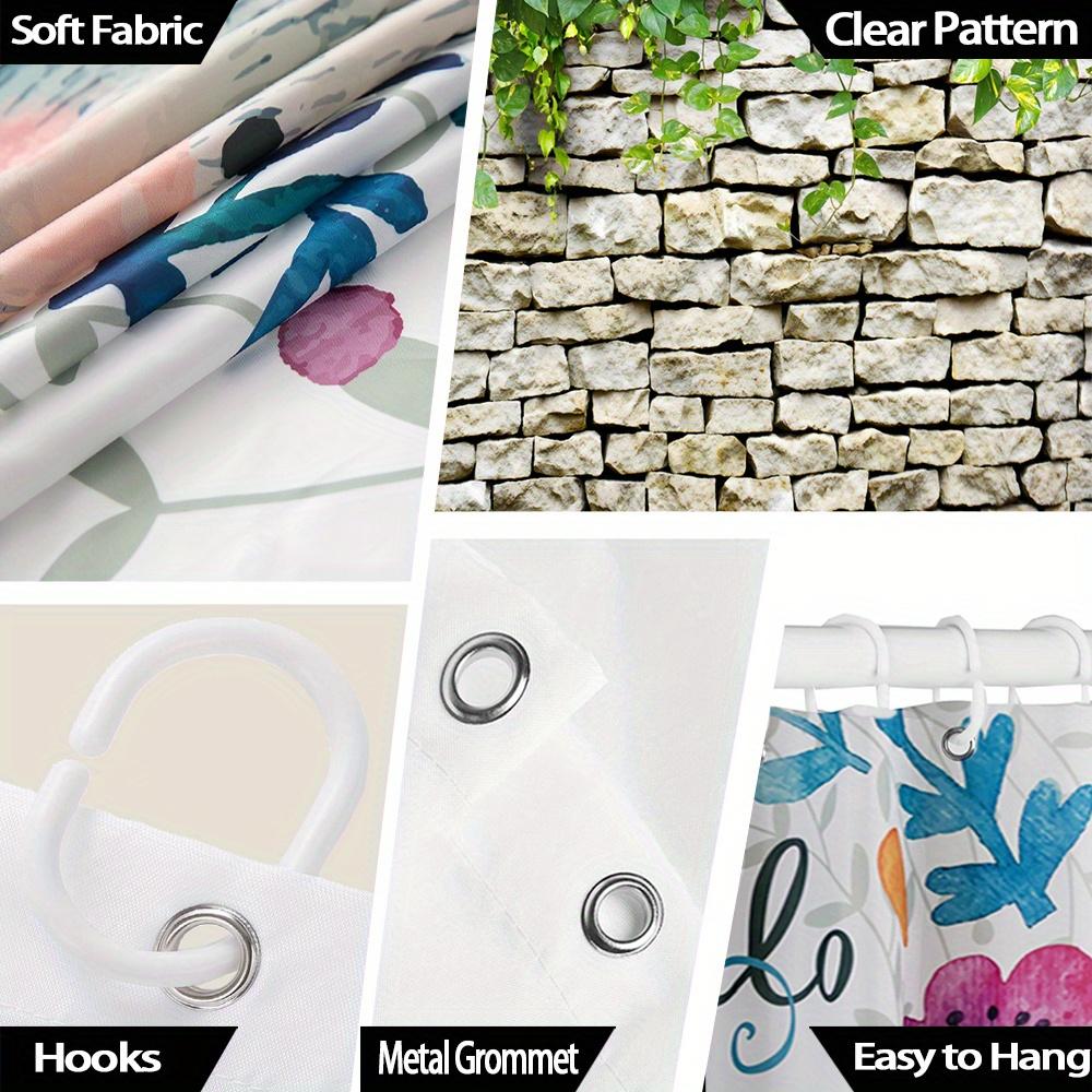 Vintage Stone Wall Bath Curtain - Lush Greenery & Grass, Waterproof Home Decor Adds Rustic Natural Beauty to Your Bathroom