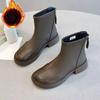 New Women's Single-shoe Shoes: Thick-soled Chimney Ankle Boots, Rear Zipper Boots