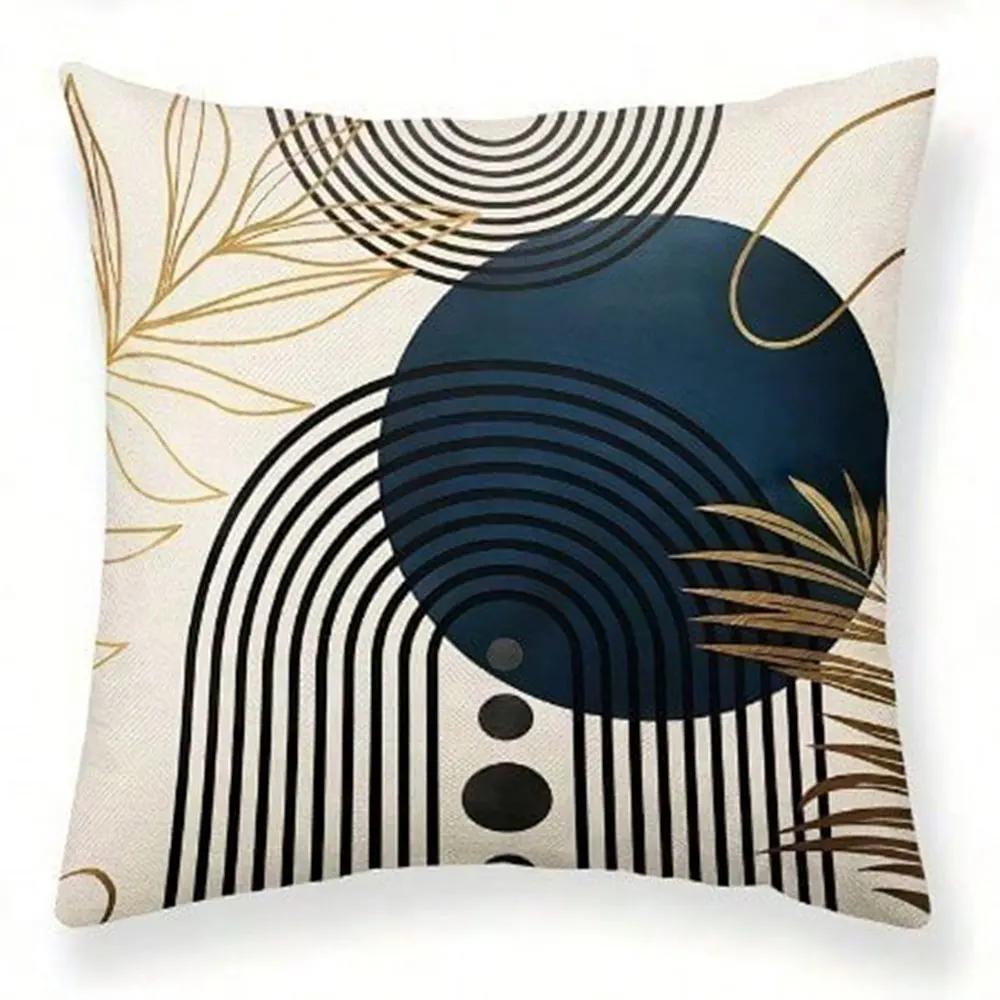 

Геометрический и Листовой Форма Модный Узор Домашний Декор Наволочка для Подушки Гостиная Диван Полиэстер Наволочка с Молнией 66x66cm синий