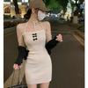 Sexy Sweet and Spicy Pure Desire Bow Skirt Slim-fitting Hip-wrapped Thin Waist Temperament Suspender Dress Women's Summer