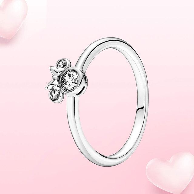925 Sterling Silber Ring Schleife Maus Ring Schmuck Paar Europäischer Ring Amerikanische Ringe für Frauen Modeschmuck Geschenk 7