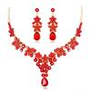 Women Bridal Multi-color Jewelry Set Elegant Fashionable Diamond Alloy Necklace + Earring Set