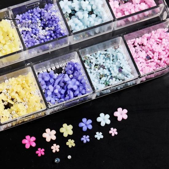 1 Box 3D Flower Nail Charms Multifunctional 12 Grid Design Phone Cases DIY Crafts Nail Art Supplies for Women