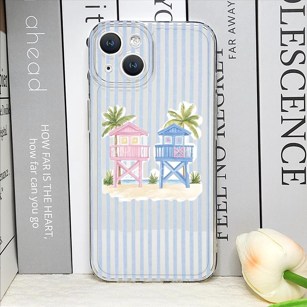 Kreative Hand-Kokospalme Gestreiftes Muster Handyhüllen für iPhone 17 16 15 14 13 12 11 Pro Max XR 8 7 Plus 13 12 Mini Weiche Hülle