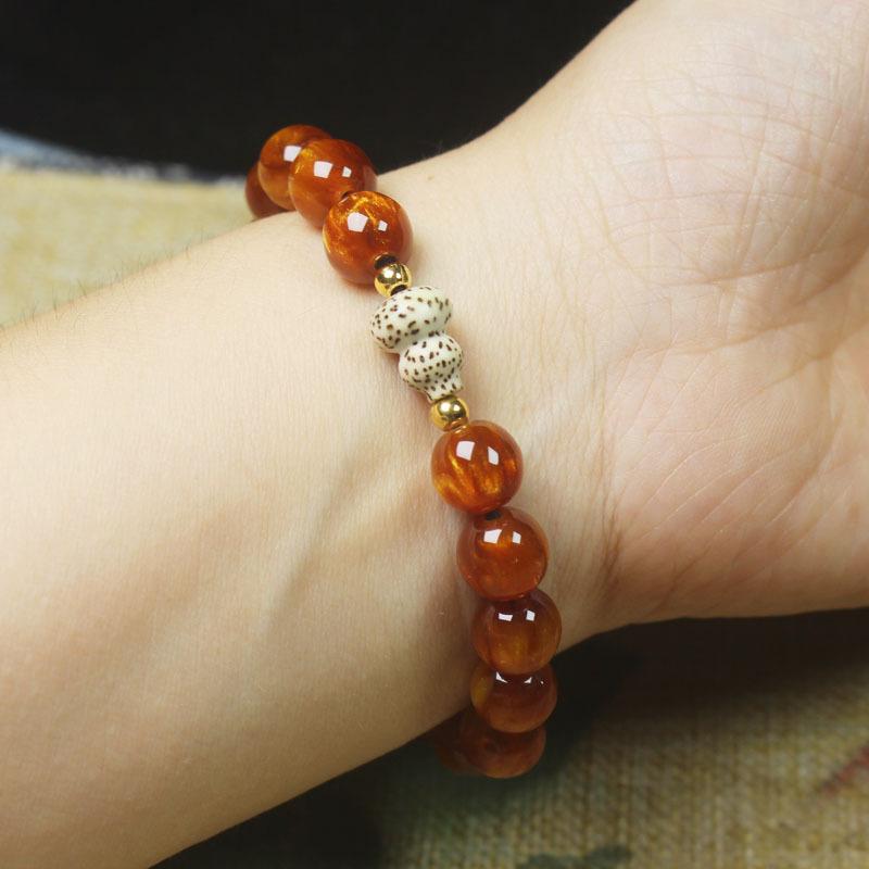10mm Golden Sea Willow Buddhist Bead Bracelet Star Moon Gourd Fashion Hand Ornament Gift