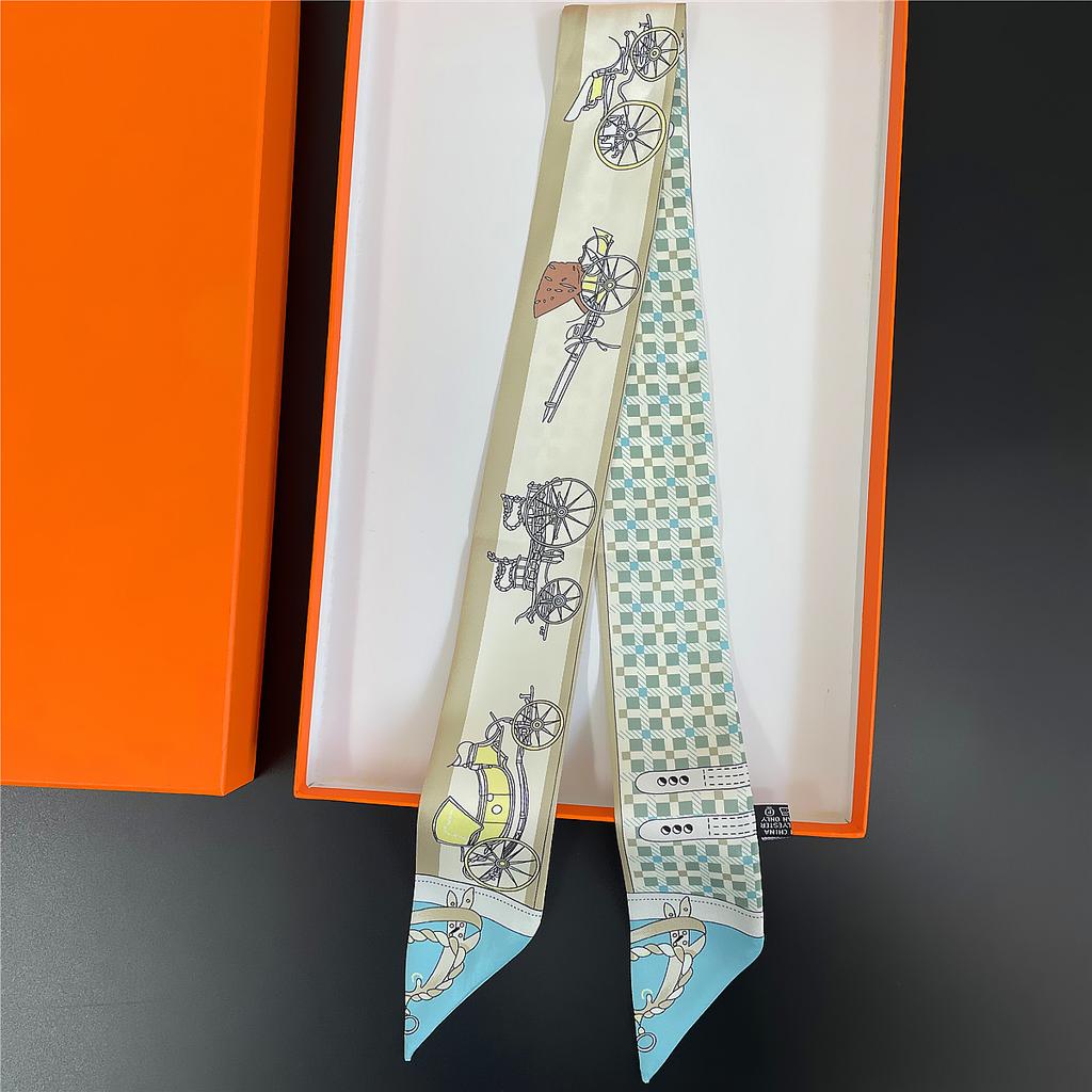 Double Colored Paisley Twill Silk Scarf New Brand Design Luxury Scarf Women Foulard Skinny Bag Scarves Neckerchief Hair Headband