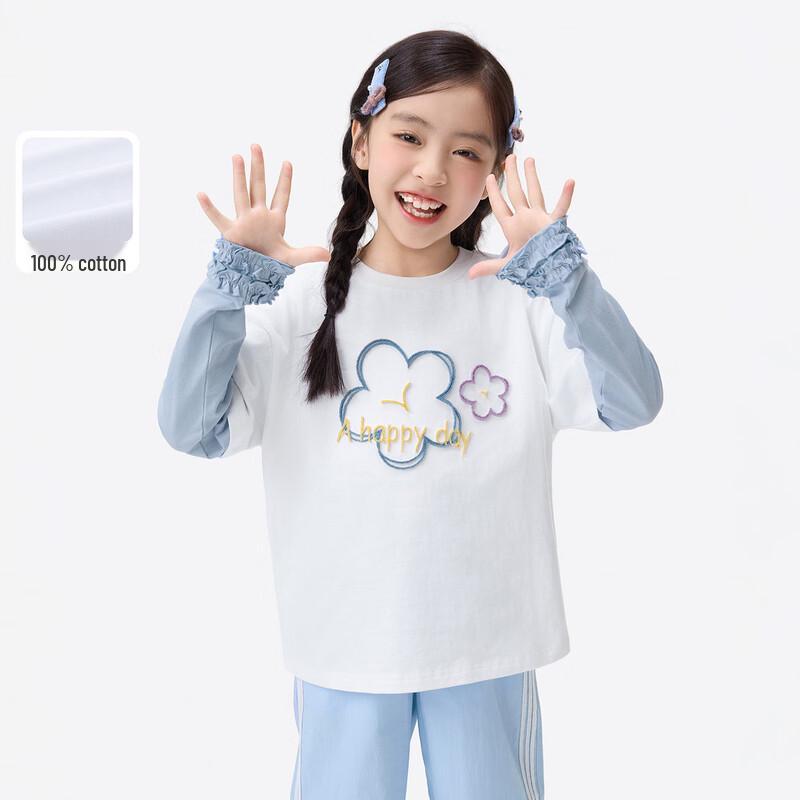 Girls  Pure Cotton 3D Flower Long-Sleeve T-Shirt 120