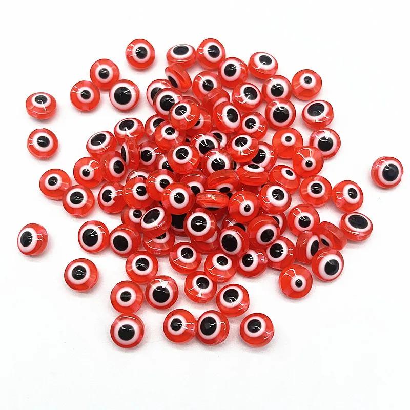 Z12 50pcs/lot 8mm Multicolored Charm Evil Eye Resin Spacer Bead Jewelry Making DIY Handmade Earring Bracelet Trend Accessories