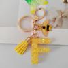 Yellow Bee Resin Glitter Letter Keychain Pendant Ornament
