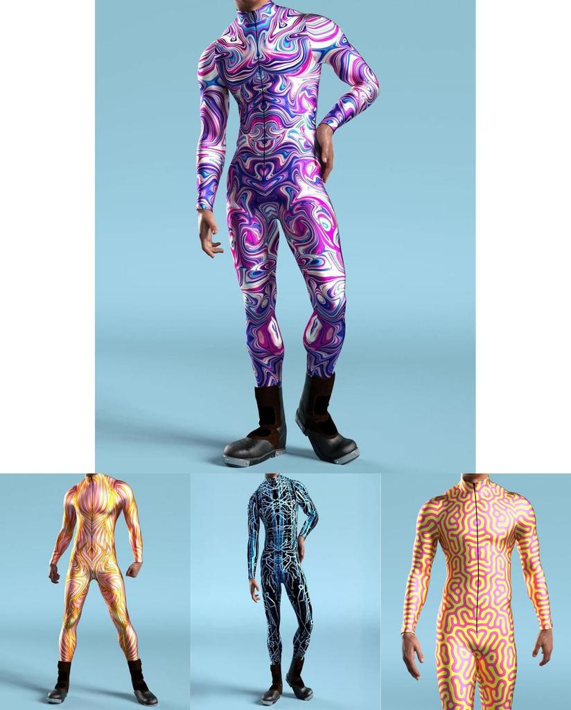 Halloween Tight Fit 3d Mechanical Print Adult Cosplay Jumpsuit For Role Play