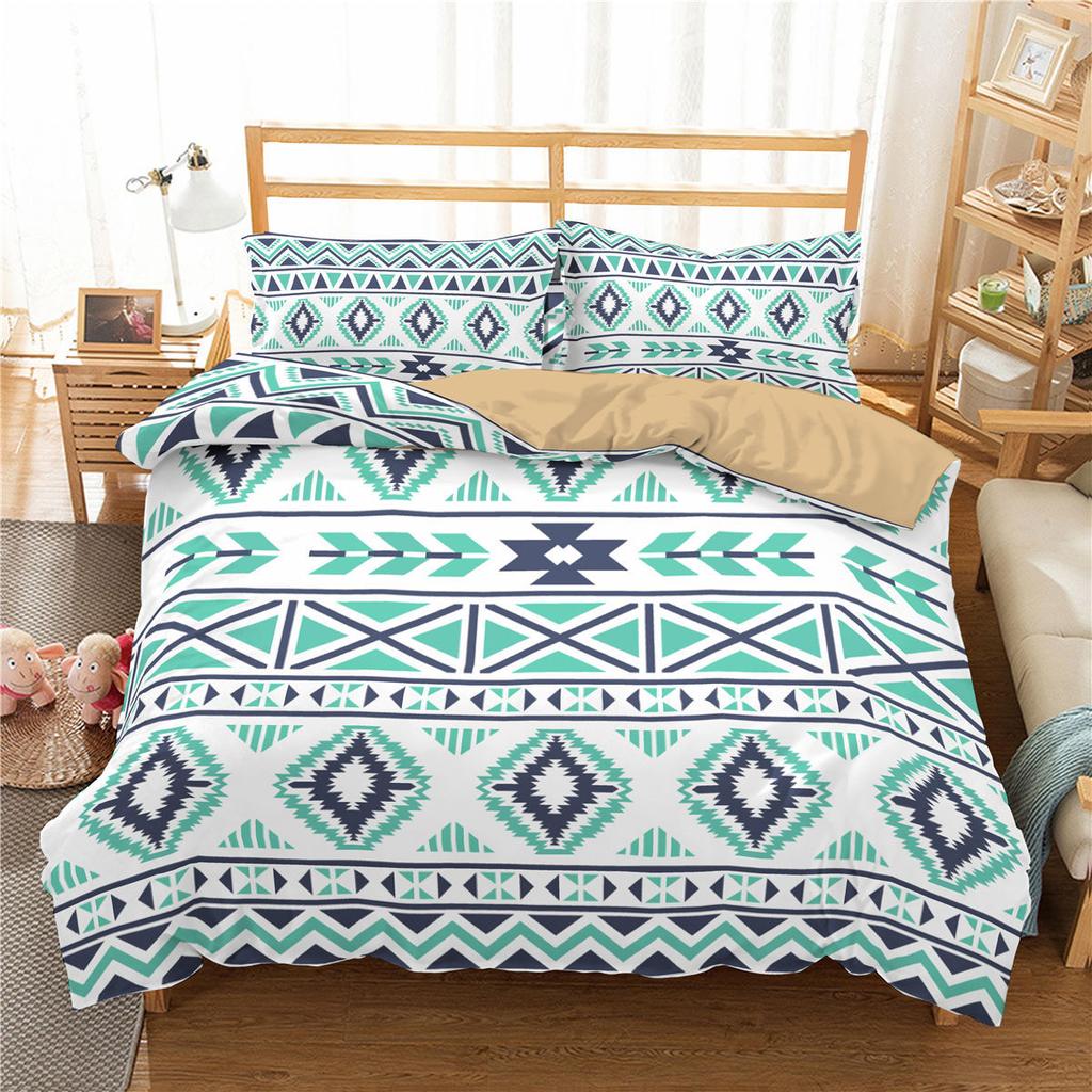 Bohemian-Bettwäsche-Set, Schlafzimmer, Bettbezug, Kissenbezug, Bettwäsche, Einzelbett, Doppelbett, volle Größe, 2/3-teilig, Mikrofaser
